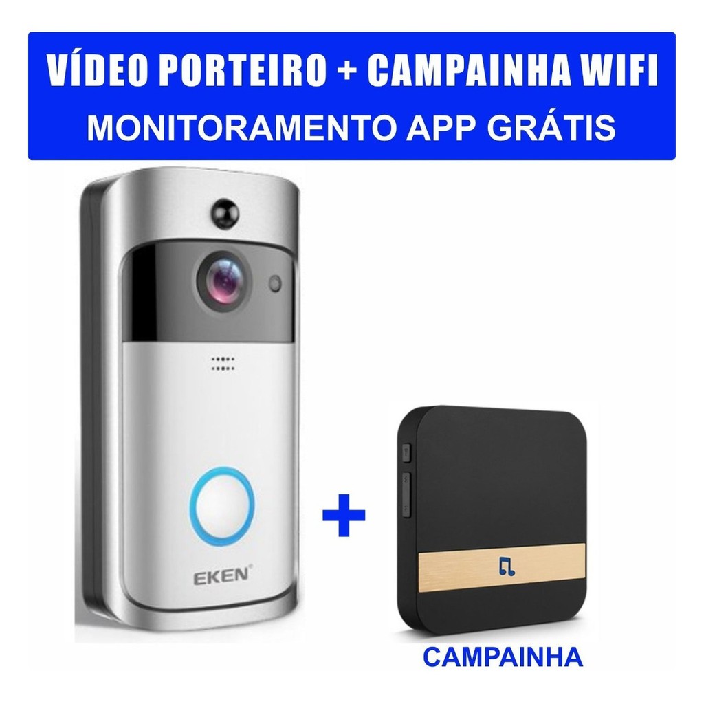 Vídeo Porteiro Wi-Fi Câmera Visão Noturna 720p Interfone Call Aplicativo Grátis