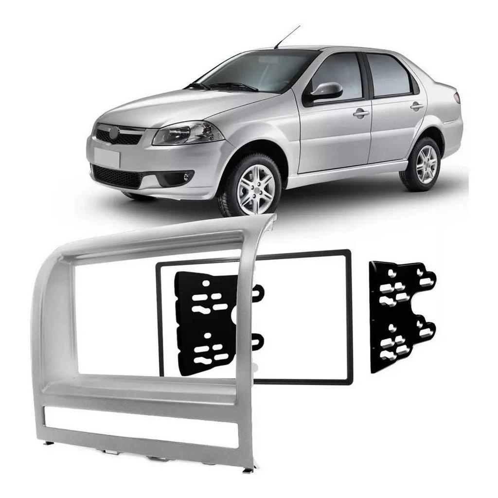 Moldura 2 Din Dvd Multimídia Siena 2005 Até 2012 Prata em Oferta na Shopee