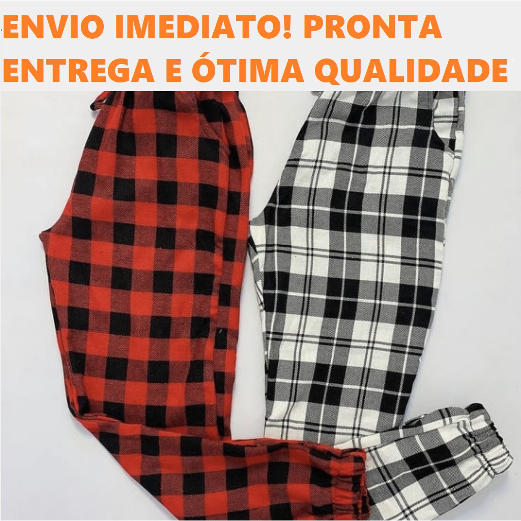 Calça Jogger Plus Size Xadrez Calça Quadriculada Calça Feminina