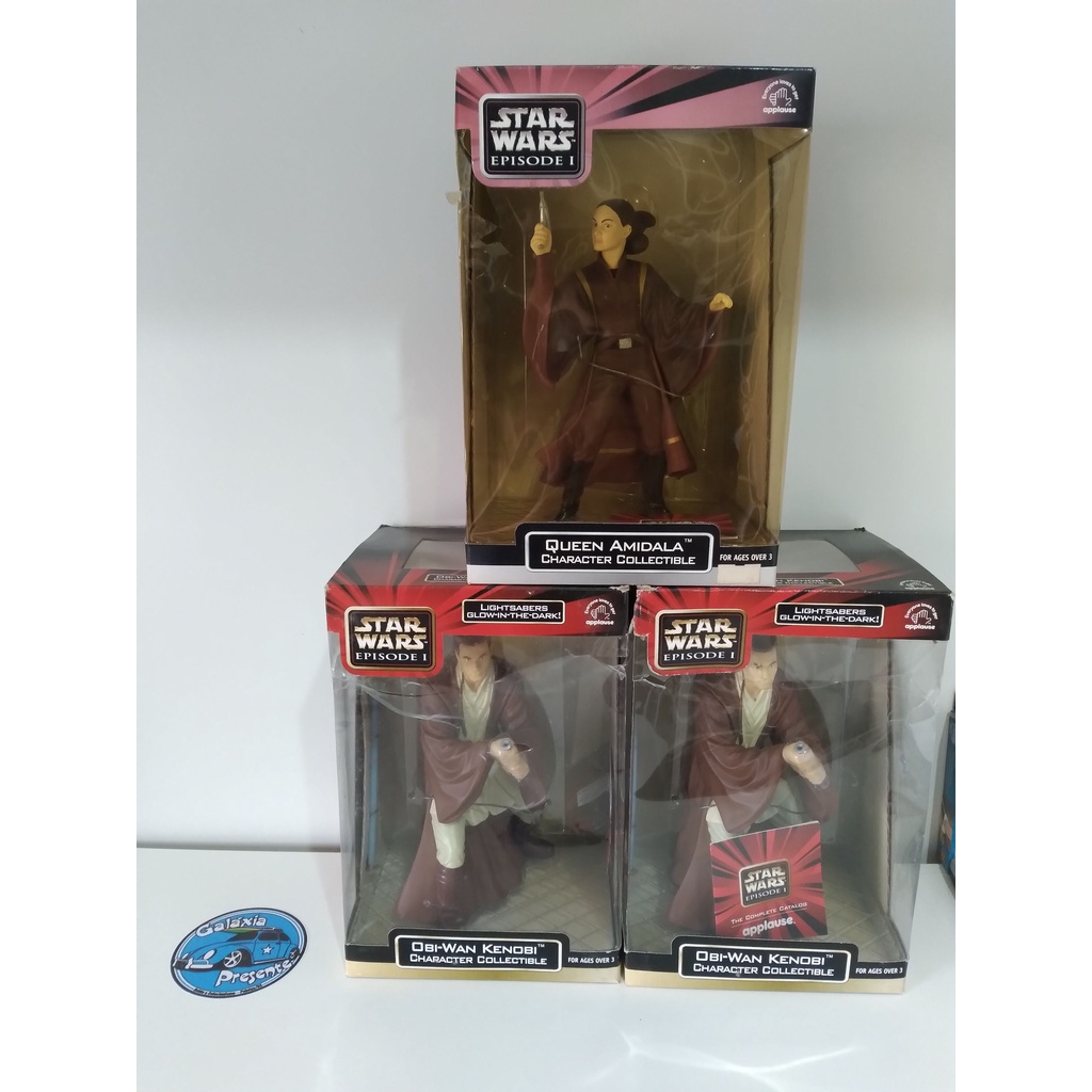 Star Wars 3 Bonecos Obi Wan Amidala Ep1 Applause 20cm