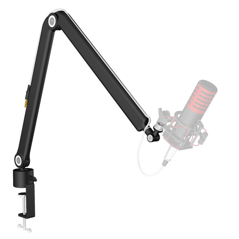 Suporte Pedestal Braco Articulado Flexivel Wave Mic Arm Low Profile, Boom Arm p/ Microfone Condensador C1,AT2020,P120,SM7B,MV7,Podmic,Procaster, Yeti, Nano, Seiren, HyperX,Preto