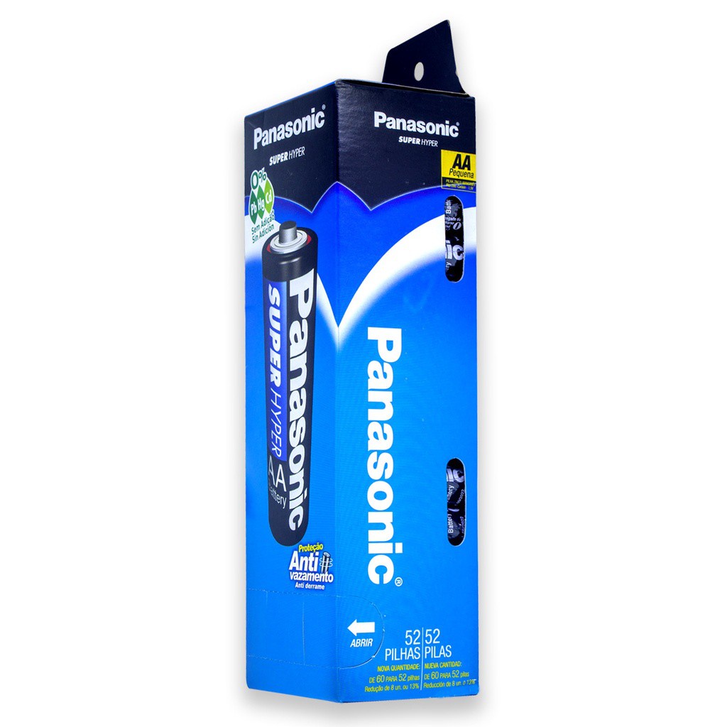 Pilha Zinco AA Panasonic Bateria Carvão 2A Pequena Tubo kit com 52 unidades