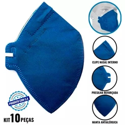 Respirador Descartável PFF2 s/ Válvula Kit com 10 Peças CAMPER