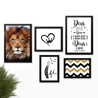 Kit 5 Quadros Decoração Placas Frases Amor Lar Casa Abstrato Minimalista Flores Love 60x70