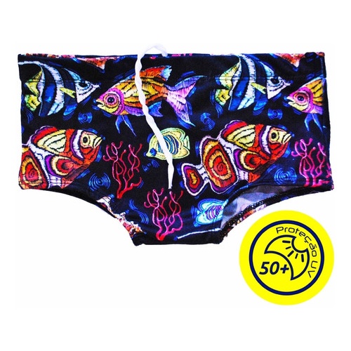 Sunga Infantil Menino Time Peixes Praia Verão Piscina Pro Uv