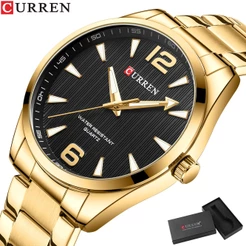 Relógio Masculino CURREN Original Marca Luxuosa Mostrador De Apontador Luminoso De Aço Inoxidável Clássico Moda Casual Negócios Esportes Quartzo Impermeável Com Caixa 8434