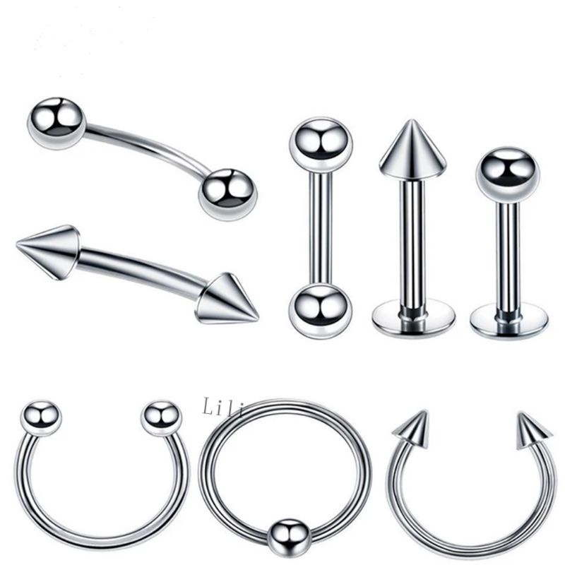 8Pçs Piercing de cartilagem com ponta de titânio, piercing de cartilagem, nariz, noiva, joia corporal unissex,