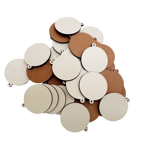 kit tag redonda mdf 3mm branco ou cru pingente chaveiro