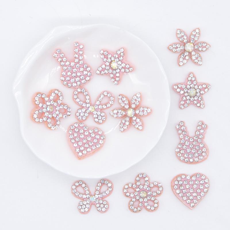 60pcs flor estrela coração strass aplicativo para artesanato de bricolagem decoração patches acessórios scrapbooking
