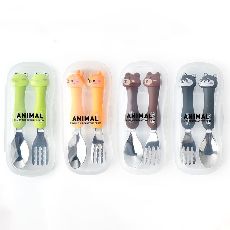 Talheres De Inox Infantil Bebê Colher Garfo 2 Peças