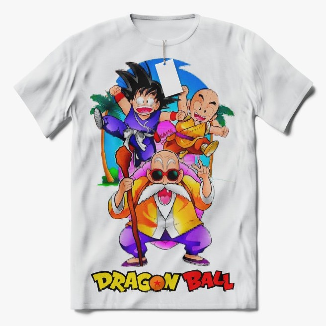 Camiseta Estampada   Dragon Ball   Mestre Kame   Goku E Kuririn