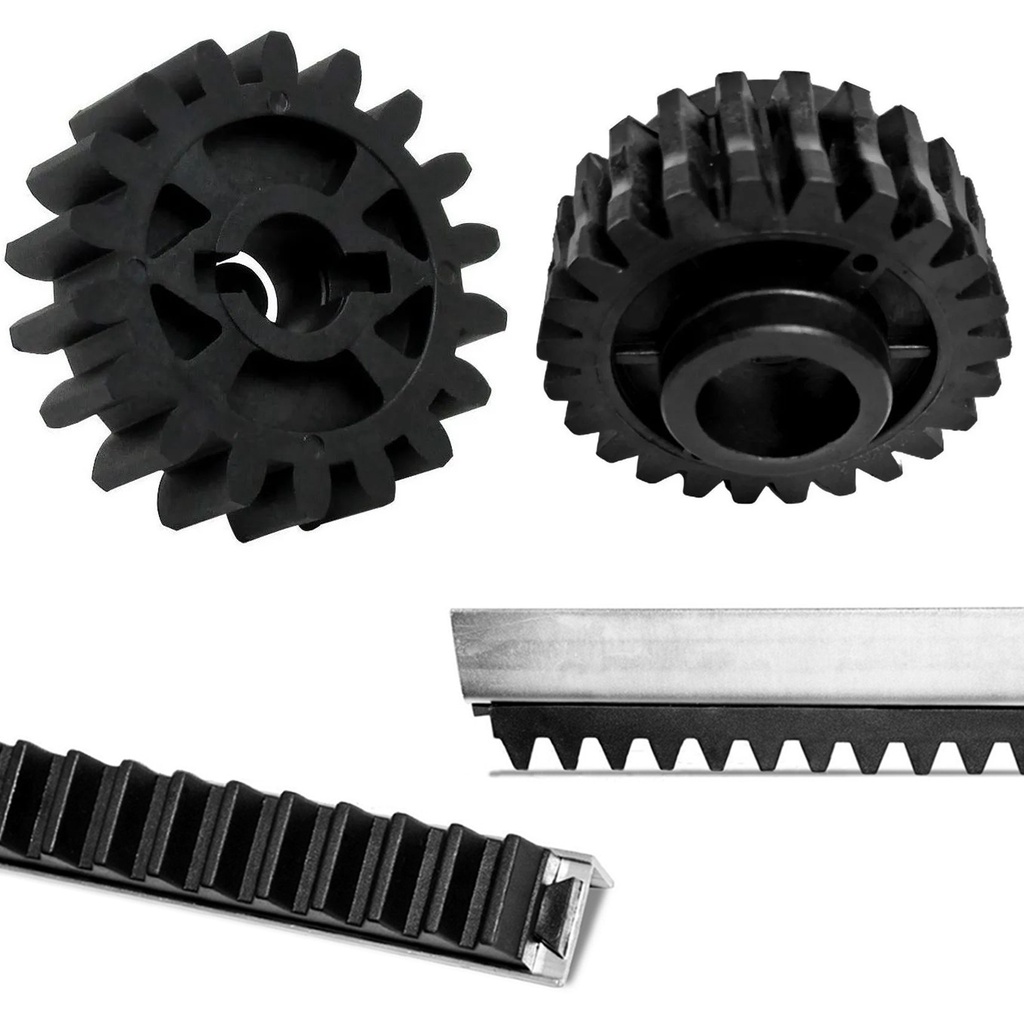 Engrenagem Externa 18 Dentes + Coroa Interna 24 Dentes + 3 Metros Cremalheira Nylon