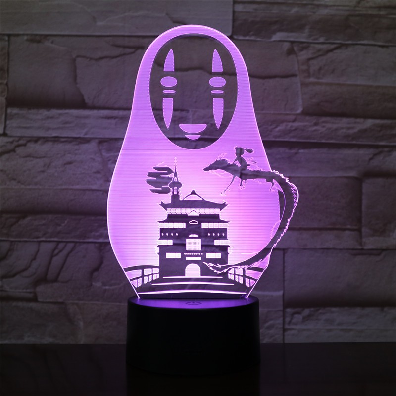 Anime Spirited Away No Face Man Figure Luminária LED 3D Noturna Presente e Decoração