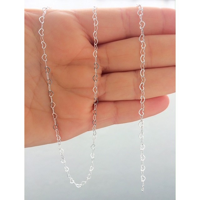 Colar E Pulseira De Corações Folheadas A Prata em Oferta na Shopee