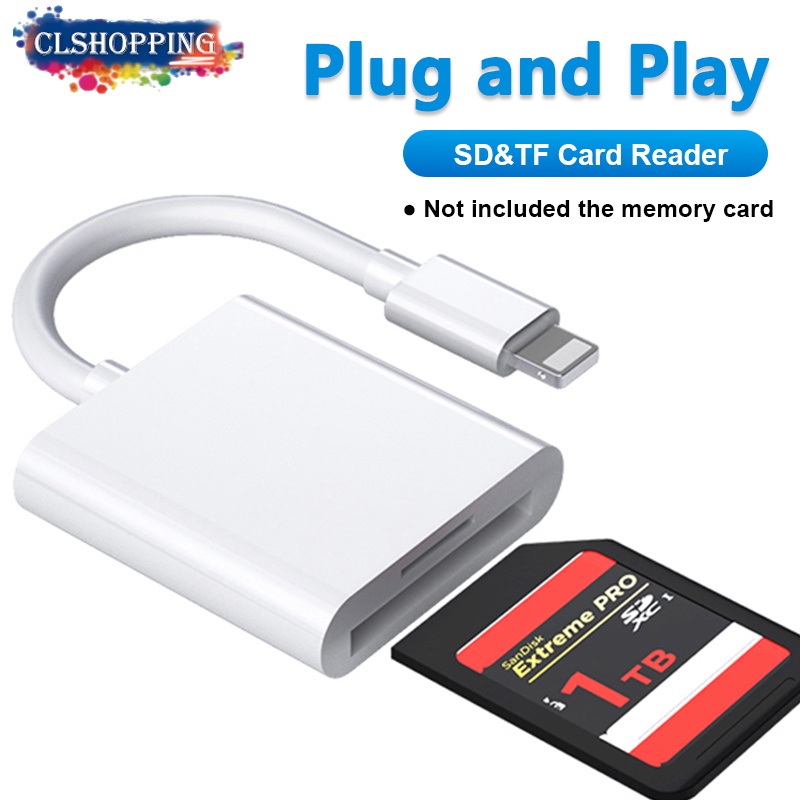 2 Em 1 SD TF Adaptador De Cartão De Memória Para O iphone 13 12 8Pin ...