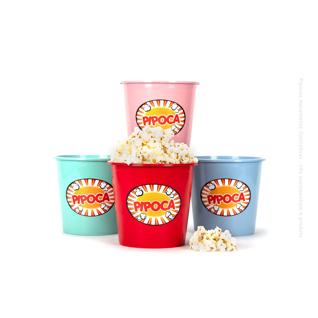 Balde Para Pipoca Recipiente Redondo Medio 1 Peça Para Pipoca Pote Popcorn Cores Sortidas