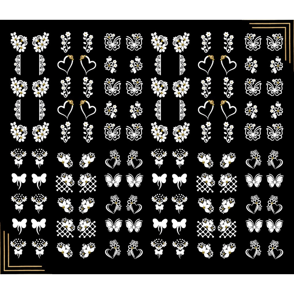 120 adesivos de unhas 3d películas de unhas branquinhas flores e variados