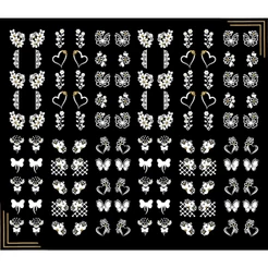 120 adesivos de unhas 3d películas de unhas branquinhas flores e variados