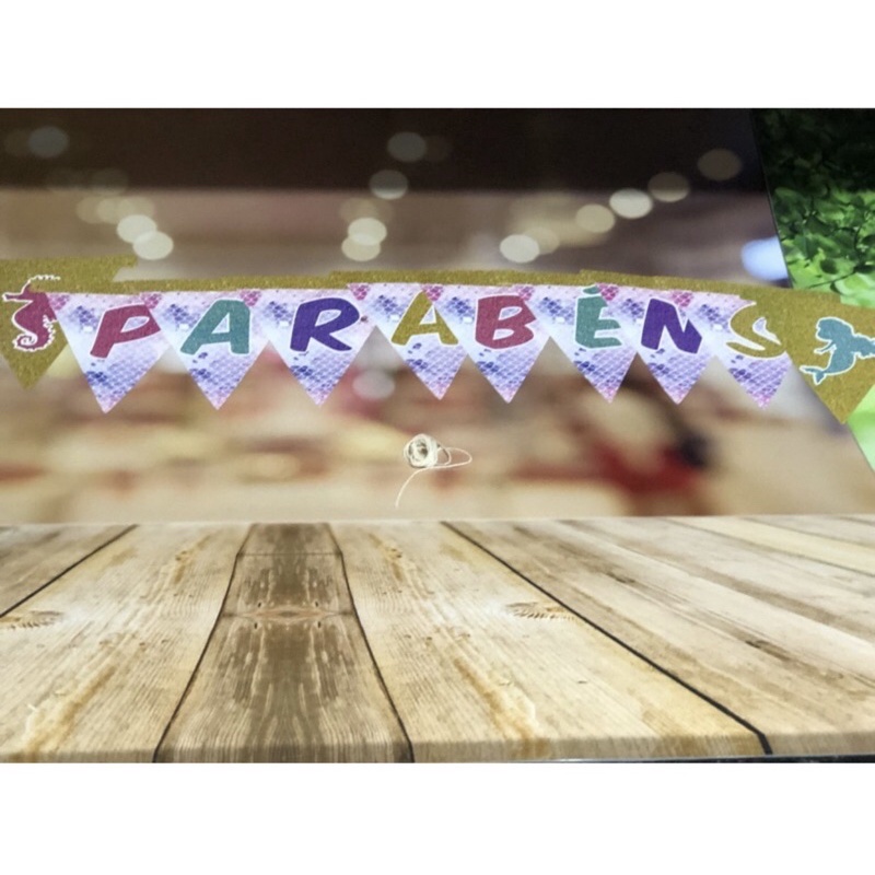 Faixa para festas e aniversario infantil  TEMA SEREIA PARABÉNS  72.8