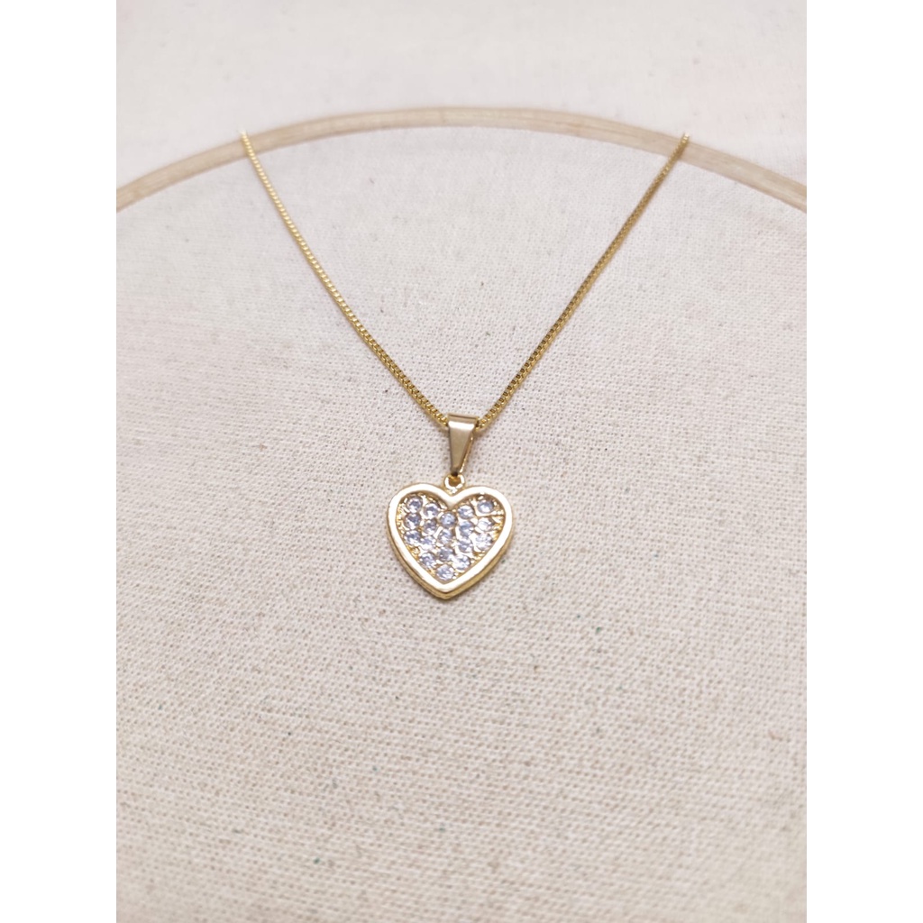 Gargantilha de Coração com Zircônia - Semijoia Folheado a Ouro 18k