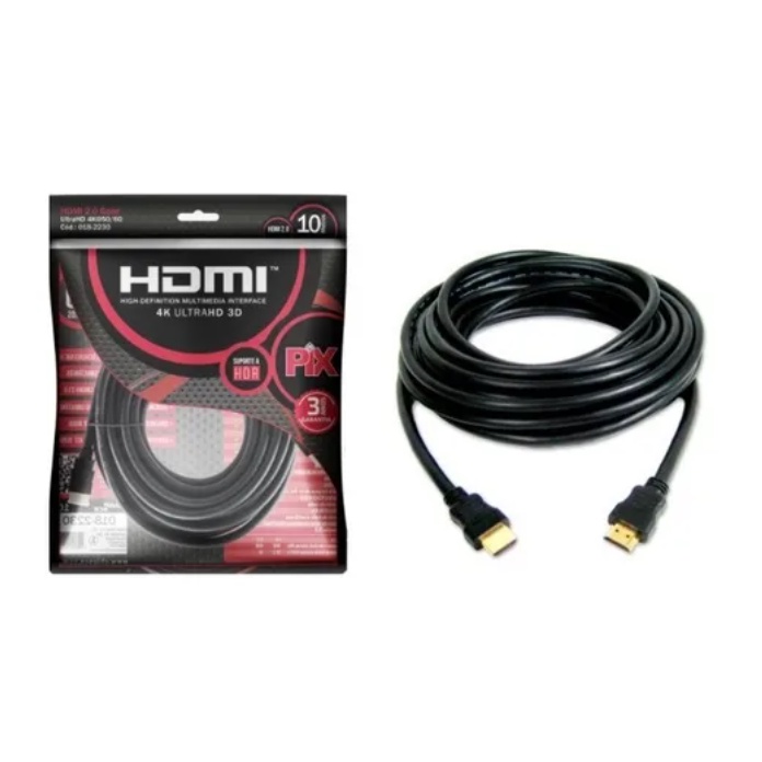 Cabo Hdmi 2.0 Gold 4k Hdr Tv Vídeo Game 10 Metros Pix