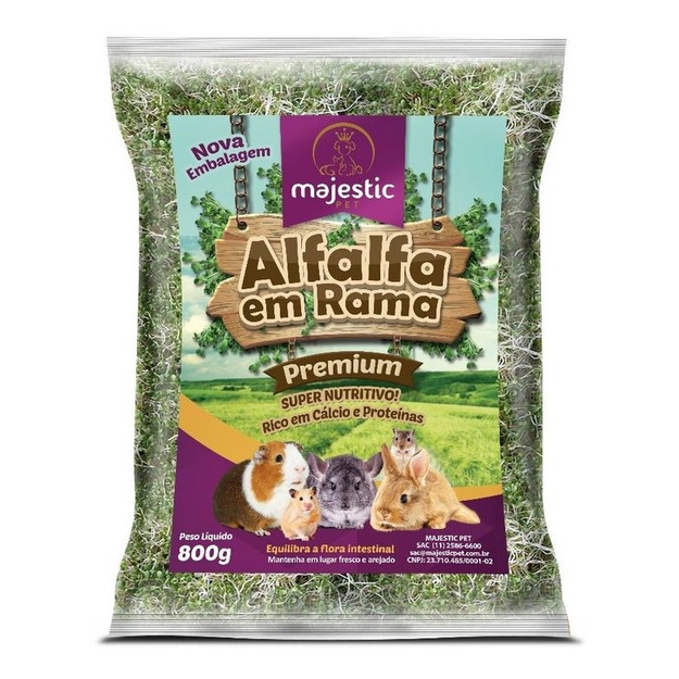 Alfafa Em Rama Super Premium para Roedores Majestic Pet 800g | Shopee ...