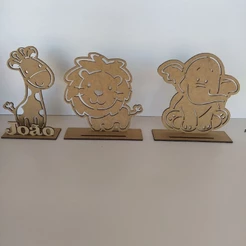 Centro de Mesa Safári Personalizado MDF Cru Aniversário