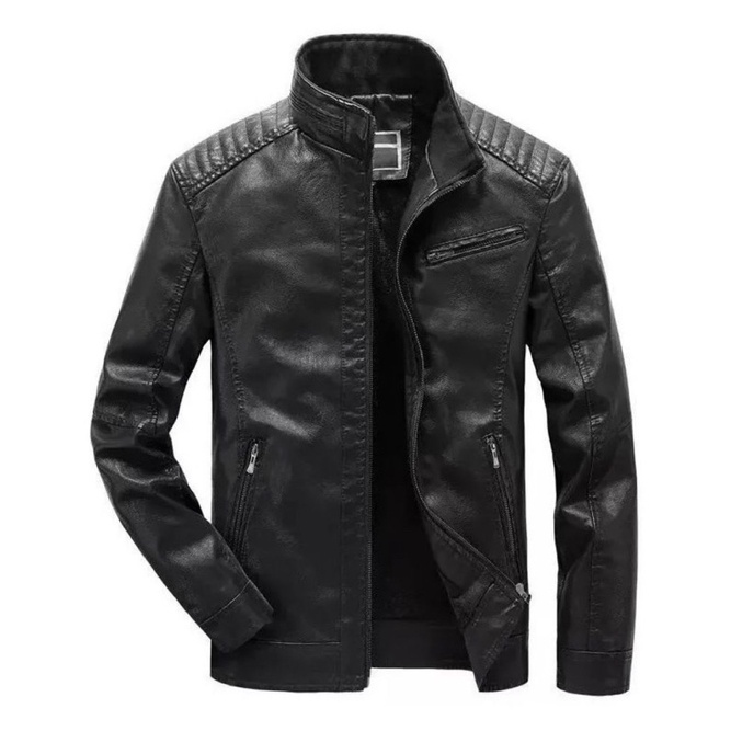 Jaqueta Couro Masculina Elegante Resistente Reforçada Slim Fit