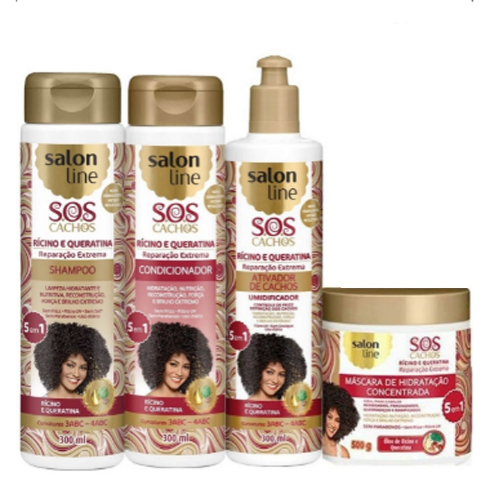 Salon Line Kit S O S Cachos Ricino E Queratina Shopee Brasil