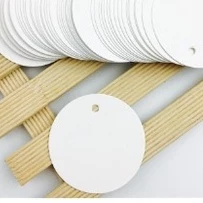 7.000 mil unid Tag (3,5x3,5cm) redonda papel tríplex branco presente embrulhos etiqueta