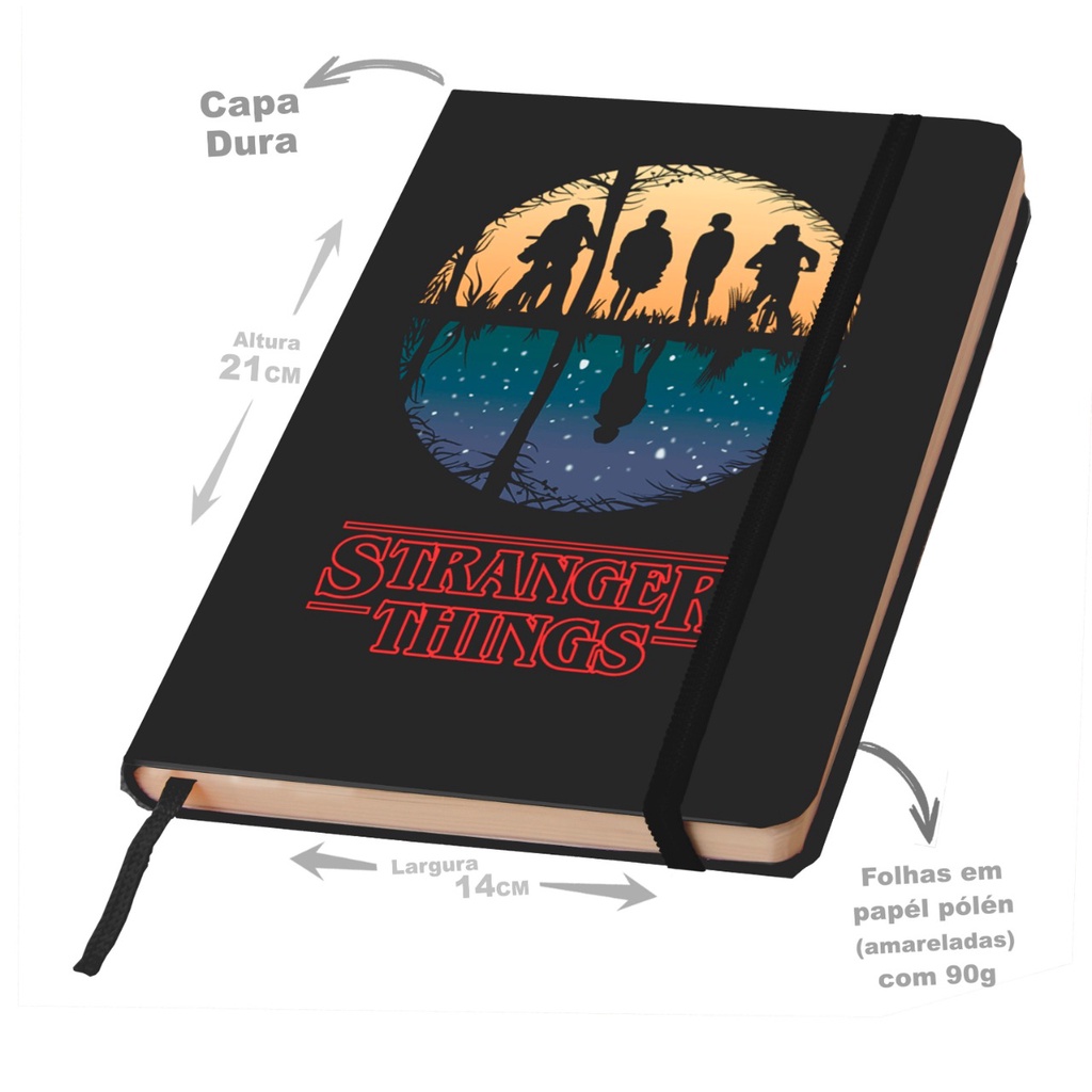 Caderneta Tipo Moleskine A5 para desenho ou anotação >> Stranger Things  CAPA 2
