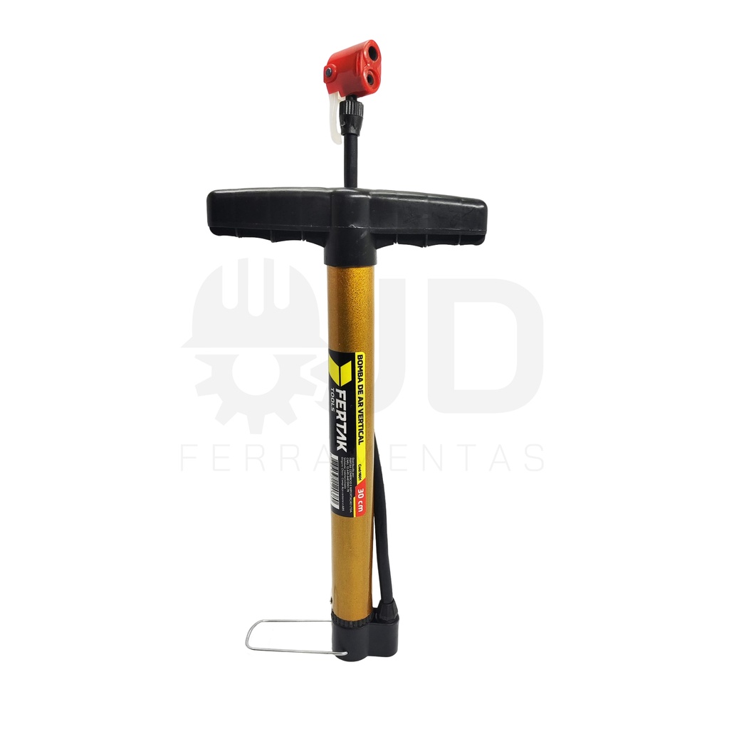 Bomba de Ar Manual Vertical Encher Pneu Bico Duplo 30 cm Fertak 1601