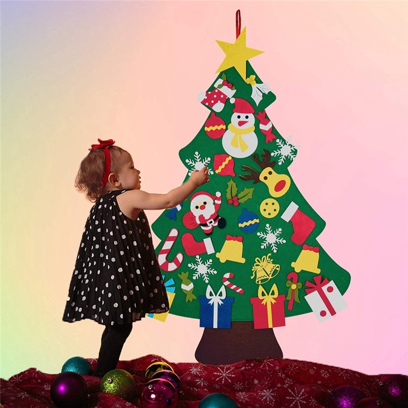 Decoração De Natal Verde Feltro Árvore De Natal Decoração Da Parede Das  Crianças Diy Brinquedos Educativos | Shopee Brasil