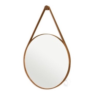 Espelho Decorativo Redondo 50cm Adnet Suspenso C/ Alça Couro - Casa Domo em Oferta na Shopee