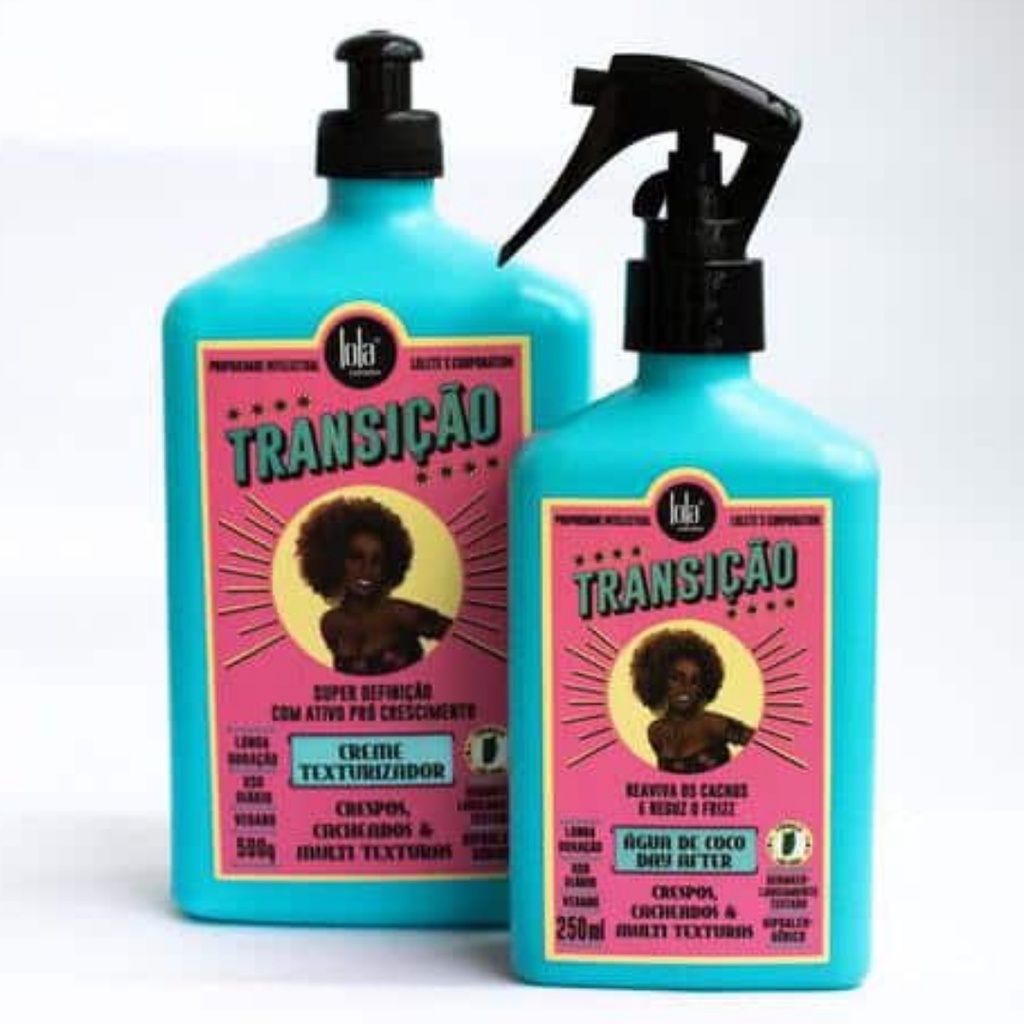 Transição Creme Texturizador 500g - Lola Cosmetics e Transição Água De Coco Spray Day After 250ml  Cabelos Crespos e Cacheado