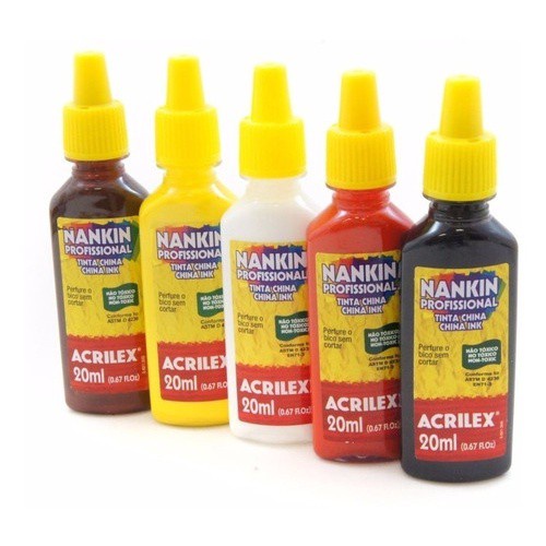 Tinta Nankin Profissional 20ml Acrilex C/7 Cores em Oferta na Shopee