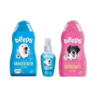 Kit Banho e Tosa Shampoo Branqueador Beepss + Condicionador Hidratante + Colônia Blue Berry Beeps Cães Gatos em Oferta na Shopee