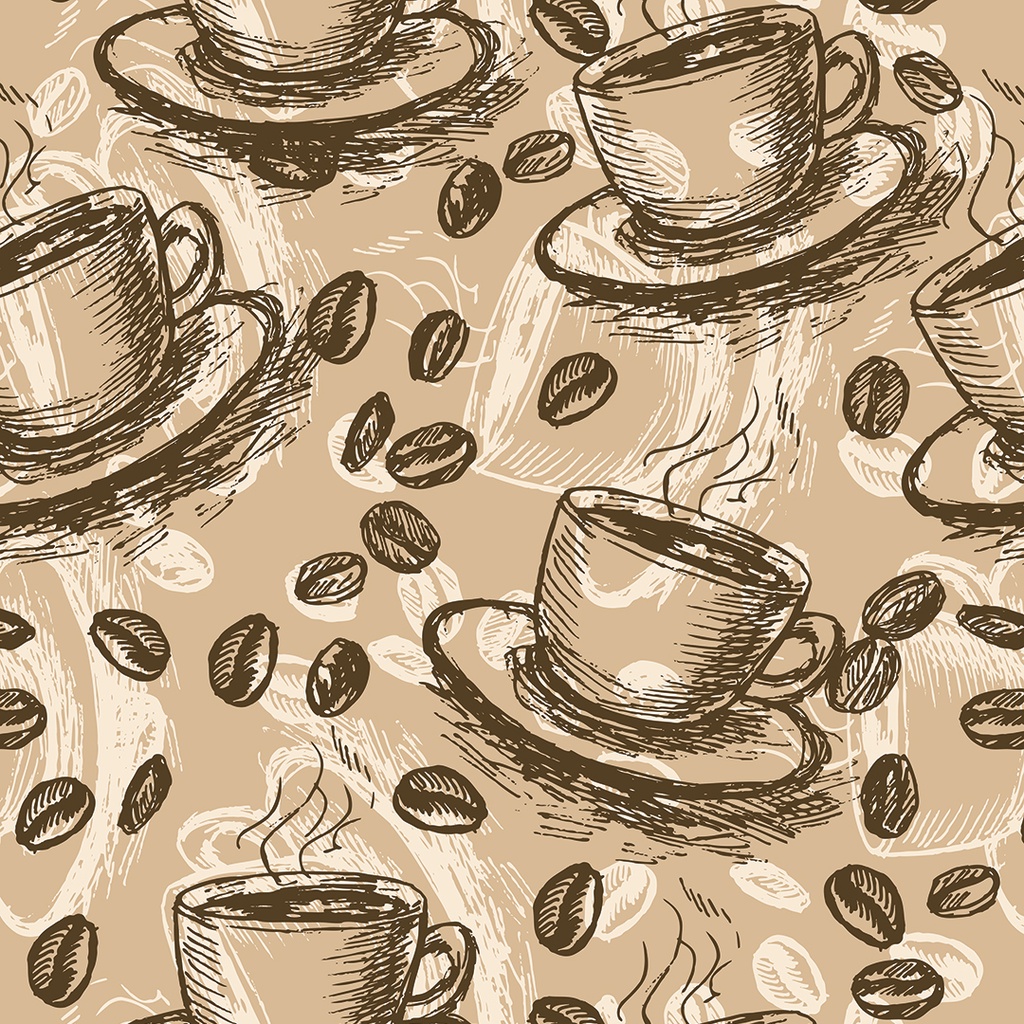 Papel De Parede Adesivo Café Grãos e Xicara Cantinho Gourmet Adesivo Lavável - Pro Decor