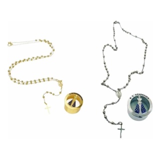 kit 12 Terço Relicário Colar De Pescoço Folheado Com Imagem Nossa Senhora Aparecida em Oferta na Shopee
