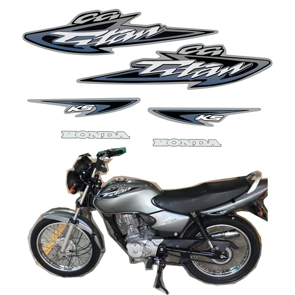 grande fácil de lastimarse Contento Kit Jogo Faixa Adesivo Moto Titan Cg 125 Ks 2003 Adesivo Cor Prata | Shopee  Brasil