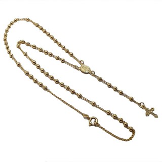 Terço Relicário Colar De Pescoço Folheado Com Imagem Da Nossa Senhora Aparecida Contas Dourada em Oferta na Shopee