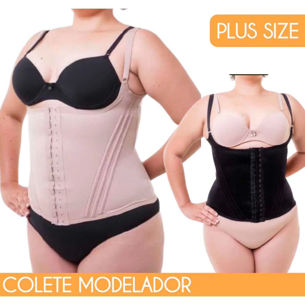 Colete Corselet Modelador Plus Size Redutor de Medidas Cinta 44 Ao 56