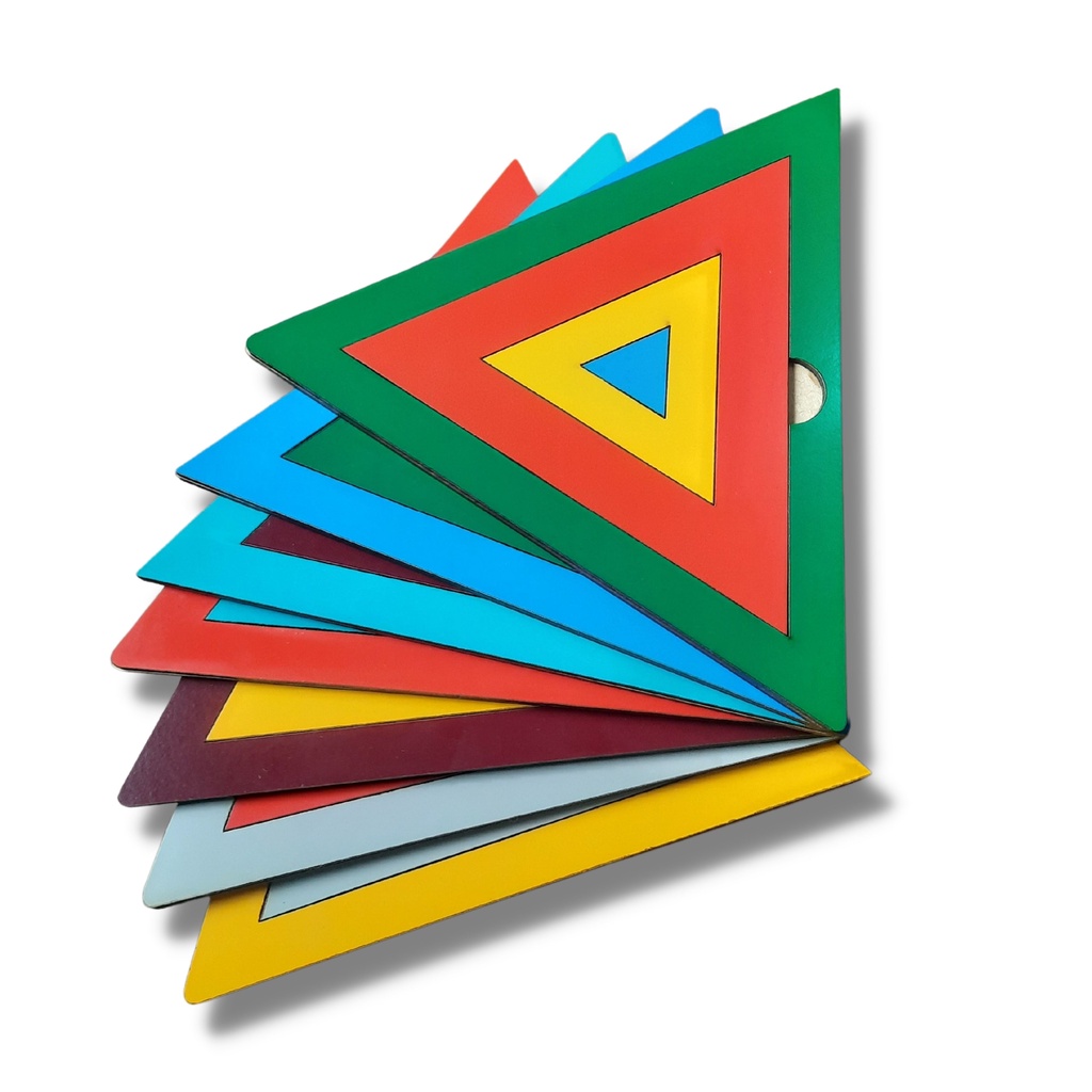 Triângulo forma geométrica brinquedo monta monta educativo escolar pedagógico brincar aprendendo