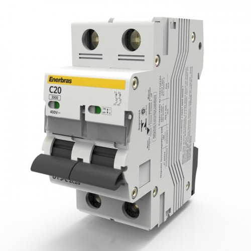 Disjuntor Bipolar Curva C 20a Din - Enerbras - Dt3-e2c20