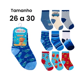 Kit 3 Meia Infantil Tamanho 26 a 30 Frio Algodão Menino Bebê Criança Qualidade Meias