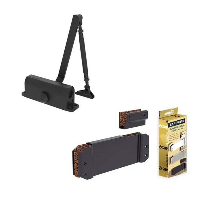 Kit Mola Aérea Soprano A530 Porta de Vidro Força 2 Preta