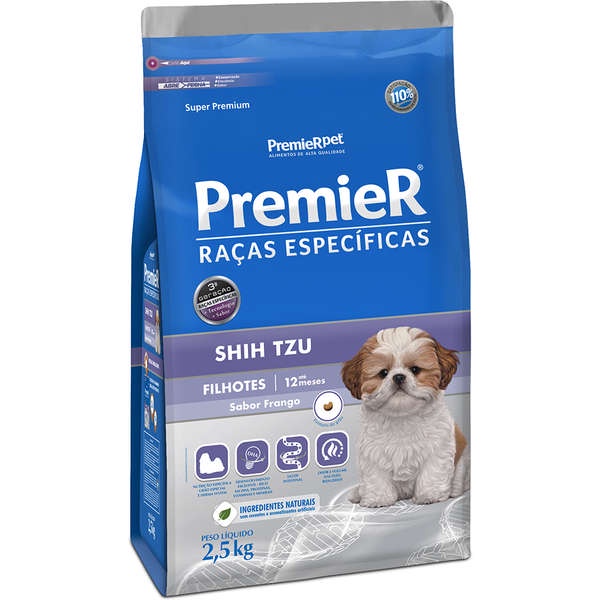 Ração PremieR Cães Filhotes Raças Específicas Shih Tzu Frango 2,5kg