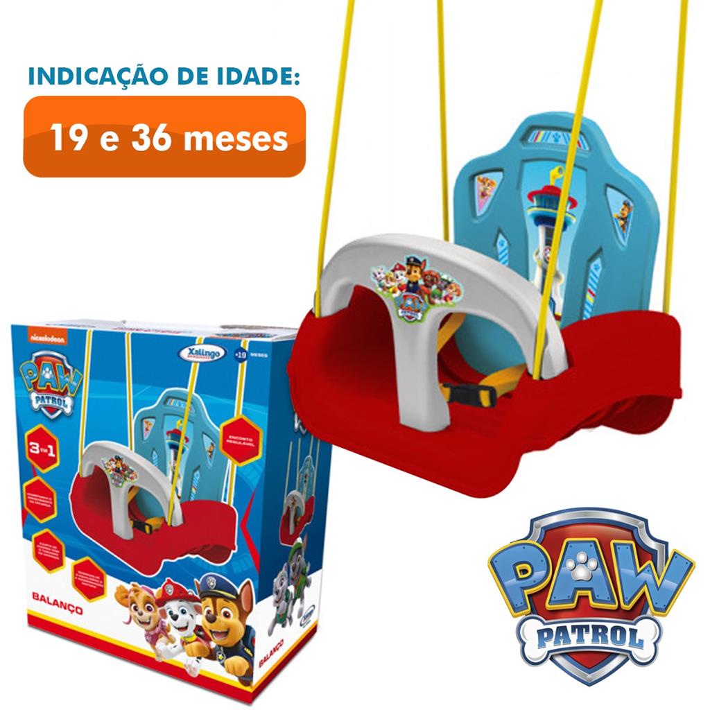Balanco Infantil Encosto Barra Protecao Patrulha Canina