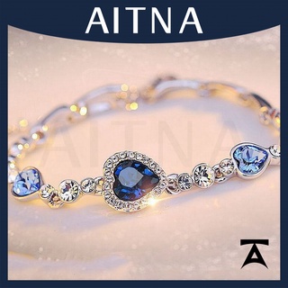 Aitna Pulseira de cristal de coração de oceano simples moda