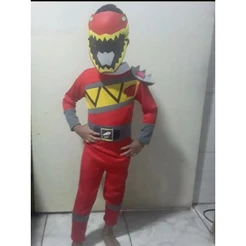 Fantasia Power Ranger Dino Charge +brinde Máscara De Eva
